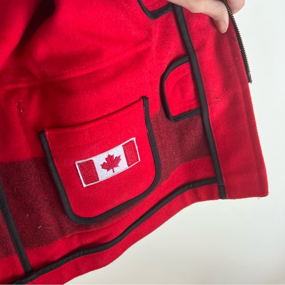Hudson’s Bay HBC Duffle Toggle Wool Coat Red Black Olympic Canada RARE - Picture 5 of 7